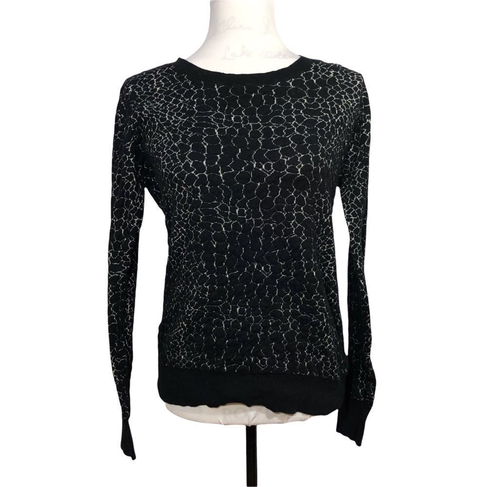 Halogen Black With White Long Sleeve Sweater